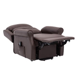 The Perth - Dual Motor Riser Recliner Mobility Chair in Brown Plush Faux Leather Refurbished