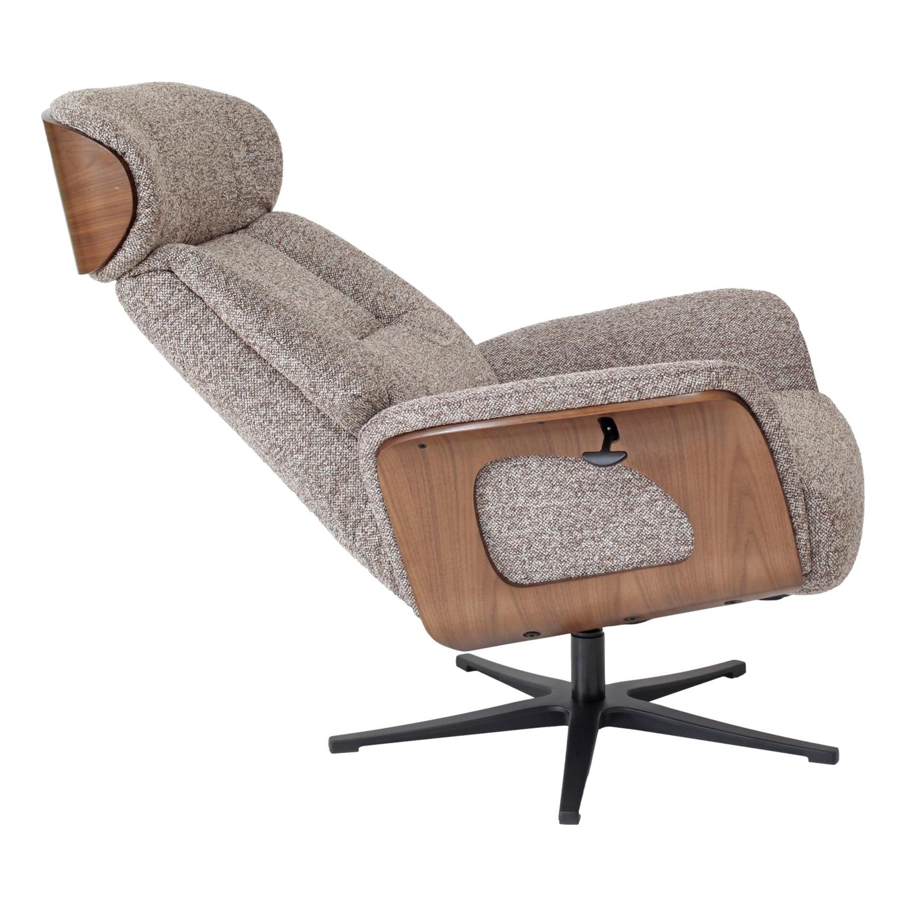 Stratford Swivel Recliner Chair in Coffee Fabric with Matching Footstool
