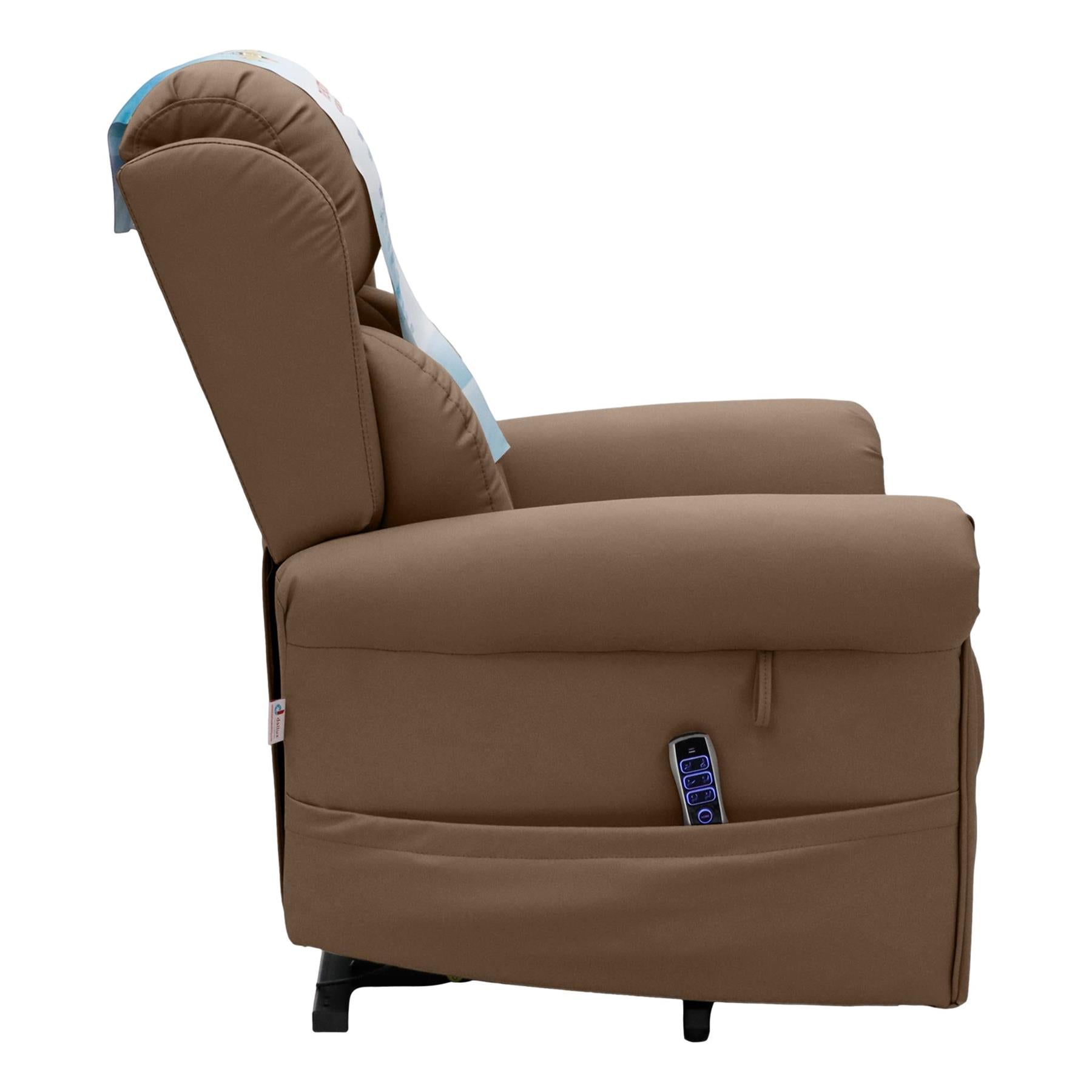 Nevis Healthcare – Triple Motor Riser Recliner Mobility Chair in Chestnut 4-Way Stretch Faux Leather