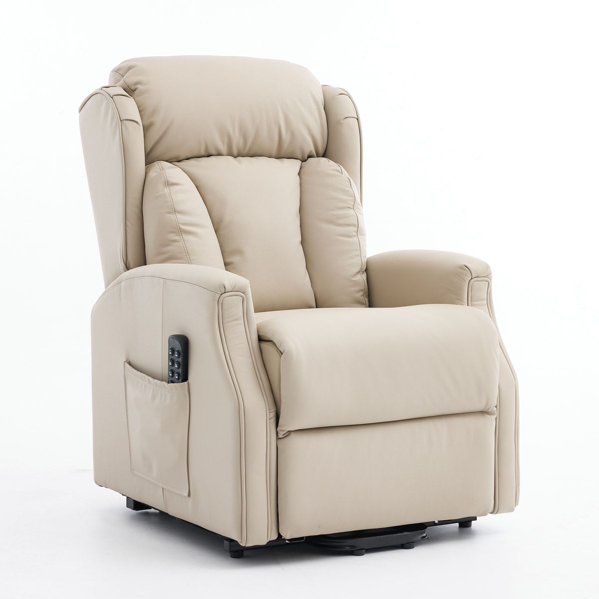 Banff Quad Motor Riser Recliner Lift Chair in Stone Genuine Leather - primary product image