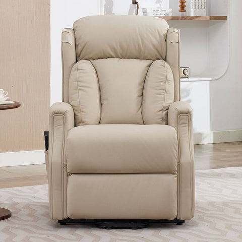 Banff Quad Motor Riser Recliner Lift Chair in Stone Genuine Leather - image 10