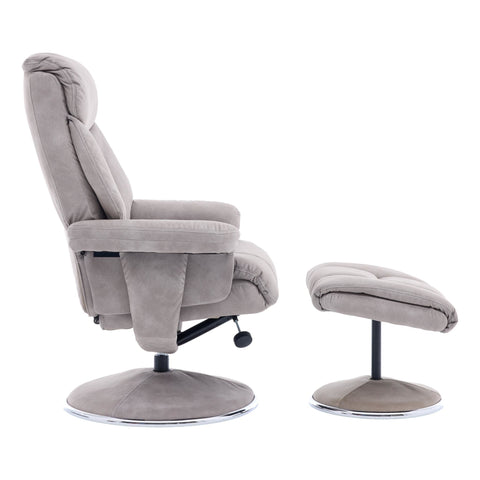 The Biarritz - Swivel Recliner Chair & Matching Footstool in Almond Fabric - image 5