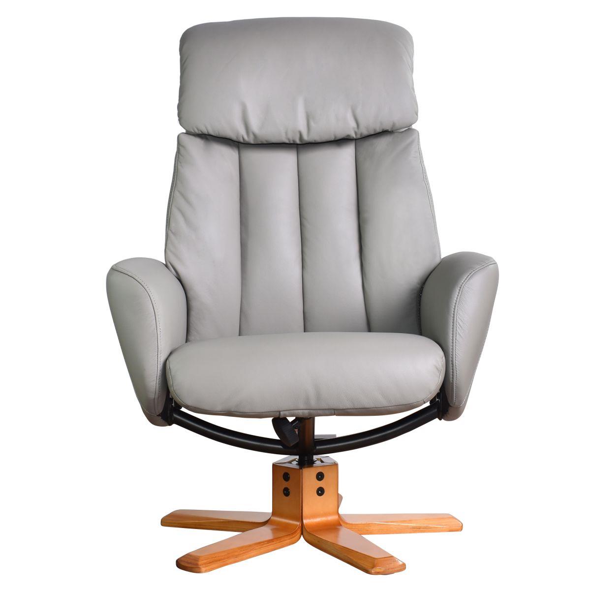 The Indiana Genuine Leather Swivel Recliner Chair in Husky with Cherry base - Refurbished