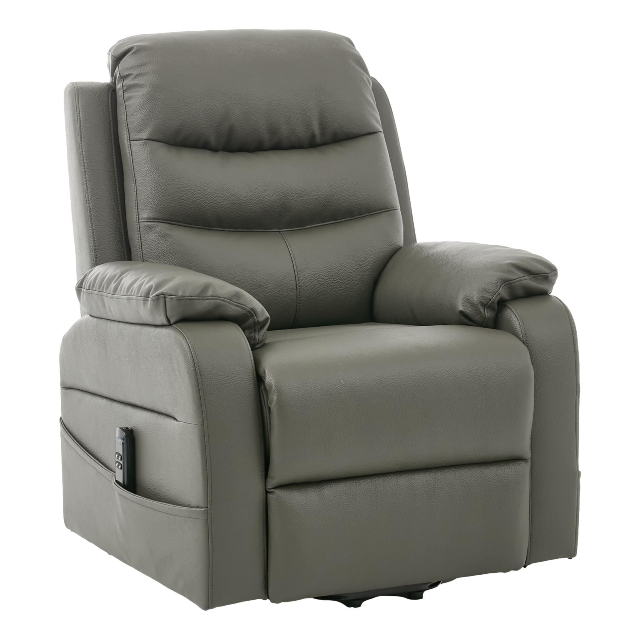 Brampton Riser Recliner Mobility Chair in Cinder Grey Plush Faux Leather - primary product image