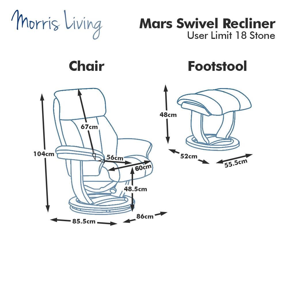 The Mars Premium Genuine Leather Swivel Recliner Chair/Footstool In Chocolate