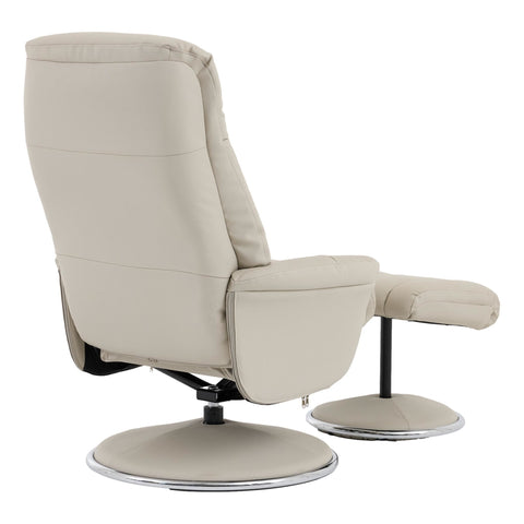 The Lyon - Genuine Leather Swivel Recliner Chair & Footstool in Mushroom - image 8