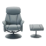 Sahara Swivel Recliner in Petrol Blue Leather - thumbnail 2