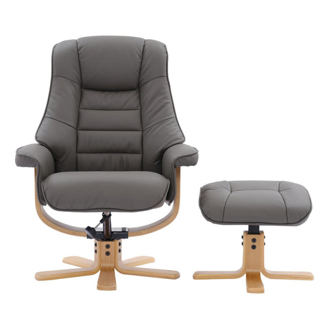 The Sardinia - Swivel Recliner Chair & Footstool in Cinder Genuine Leather - Refurbished - image 2