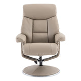 The Biarritz - Swivel Recliner Chair & Matching Footstool in Pebble Plush Faux Leather