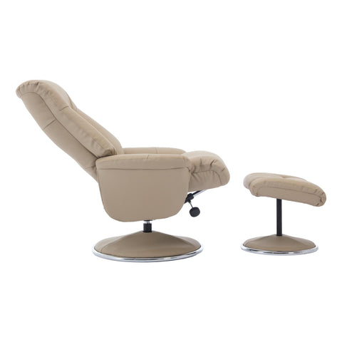 The Lyon - Genuine Leather Swivel Recliner Chair & Footstool in Pebble Cream - Refurbished - image 7