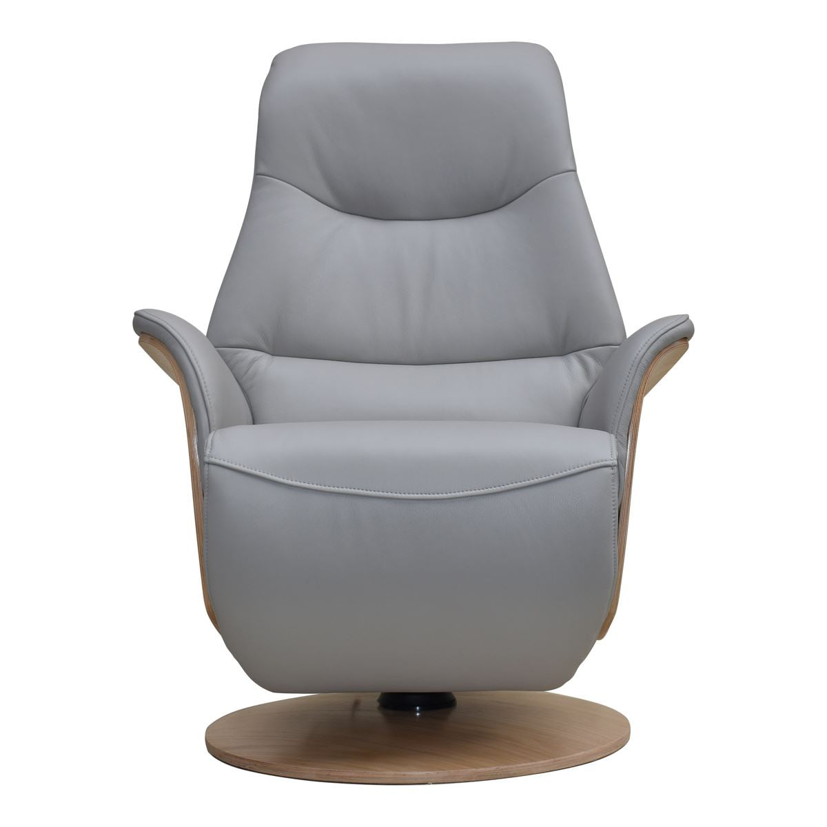 Utah Electric Swivel Recliner with Integrated Footrest in Pale Grey Full Leather - alternate product image