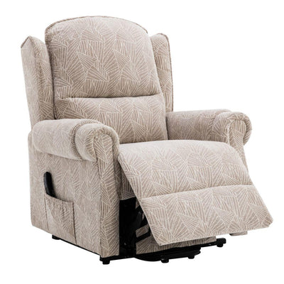 Winchester Dual Motor Riser Recliner Mobility Chair in Cream Brushstroke Fabric - Refurbished