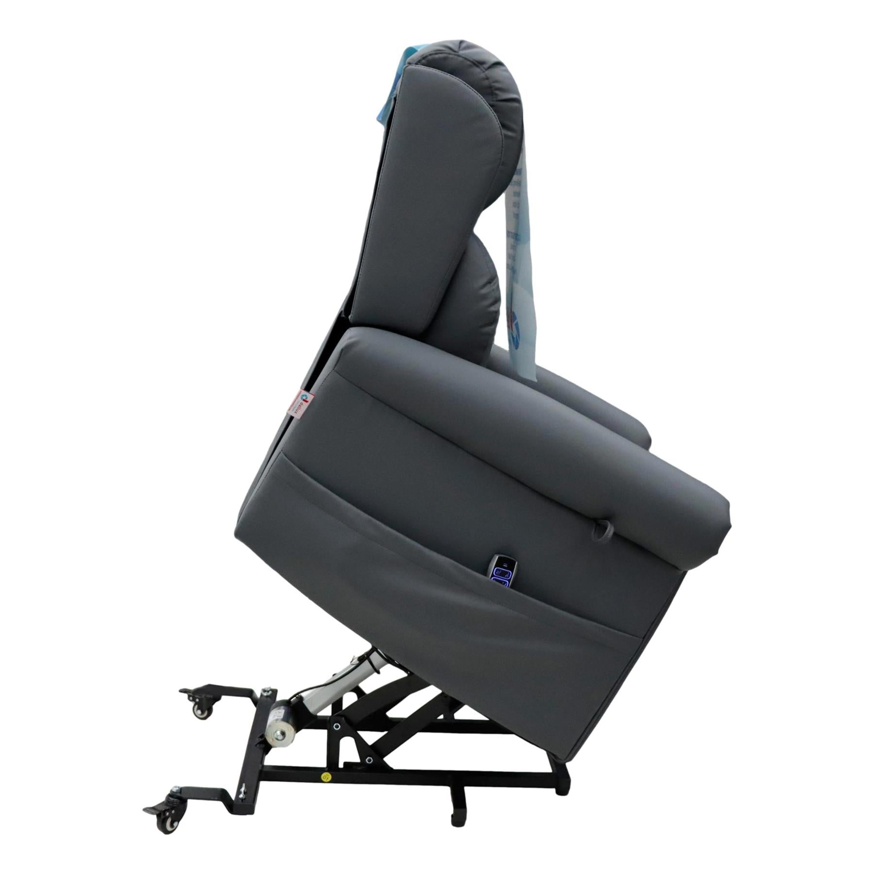 Nevis Healthcare – Triple Motor Riser Recliner Mobility Chair in Slate 4-Way Stretch Faux Leather