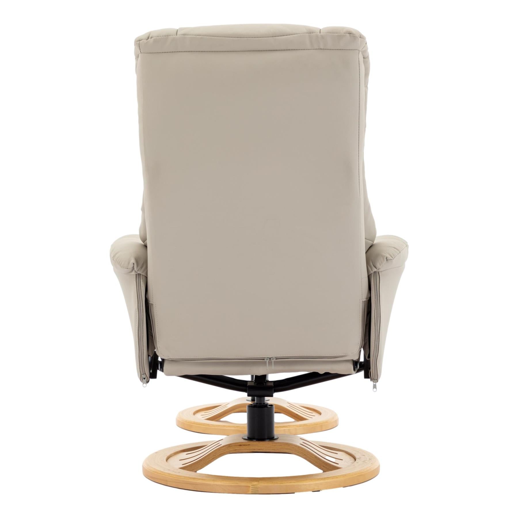 The Mandalay Swivel Recliner Chair & Footstool in Mushroom Genuine Leather - Refurbished