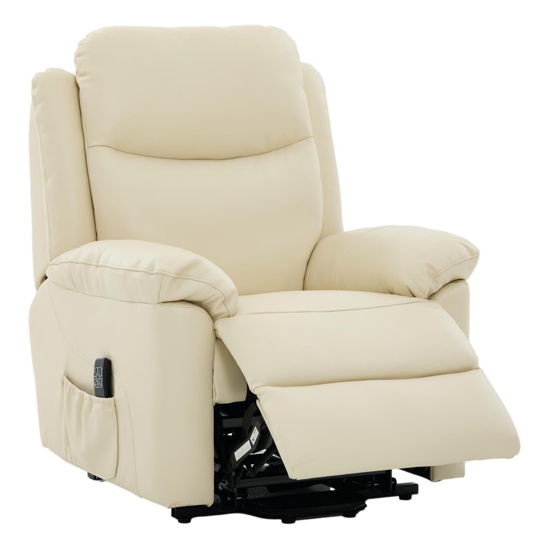 The Devon - Dual Motor Mobility Riser Recliner Arm Chair - Cream Genuine Leather