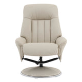 The Lyon - Genuine Leather Swivel Recliner Chair & Footstool in Mushroom - thumbnail 3