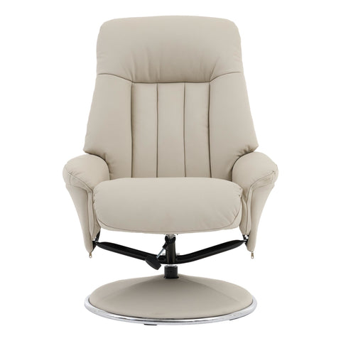 The Lyon - Genuine Leather Swivel Recliner Chair & Footstool in Mushroom - image 3