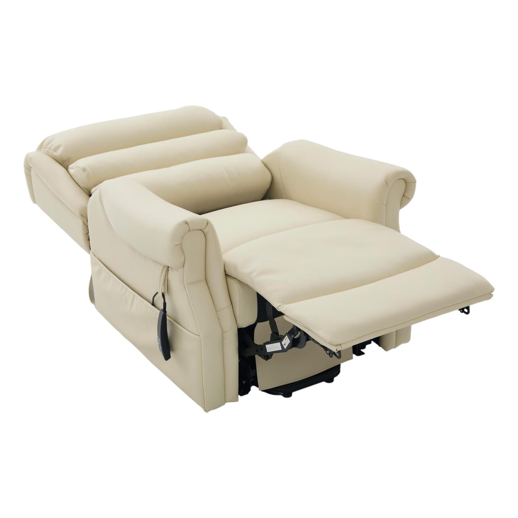 The Carlton Genuine Leather Riser Recliner in Cream - Dual Motor Mobility Chair