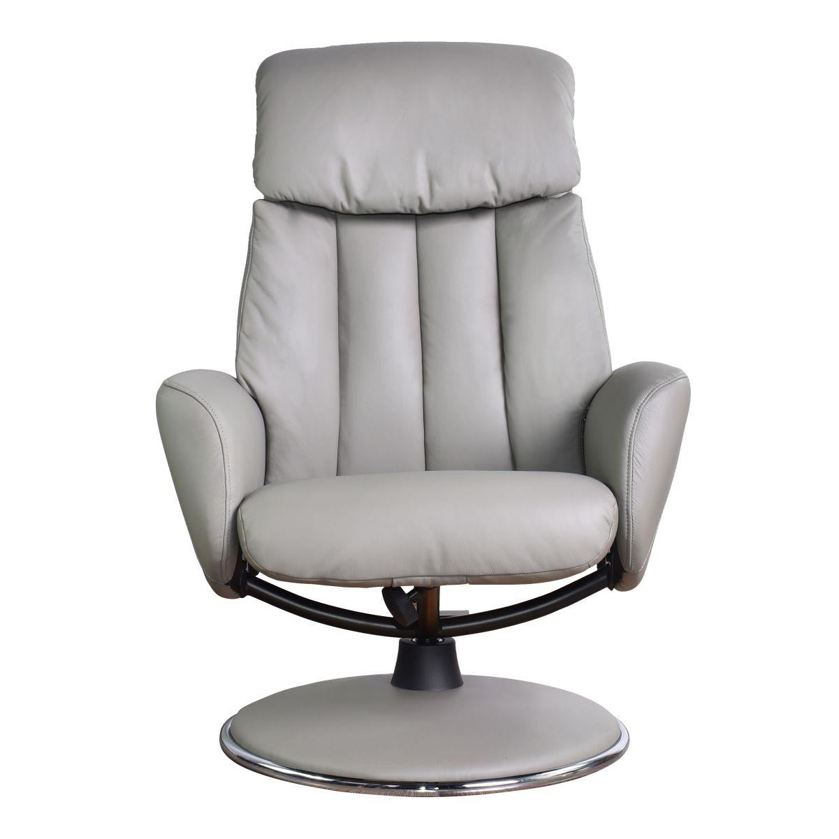 The Indiana Genuine Leather Swivel Recliner Chair in Husky with Match base - Clearance Refurbished