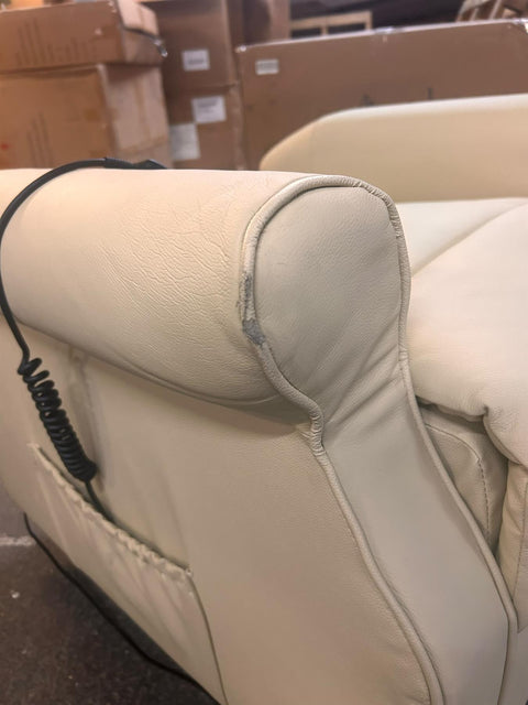 The Darwin - Dual Motor Riser Recliner Mobility Arm Chair in Cream Genuine Leather - Minor Damage - image 10