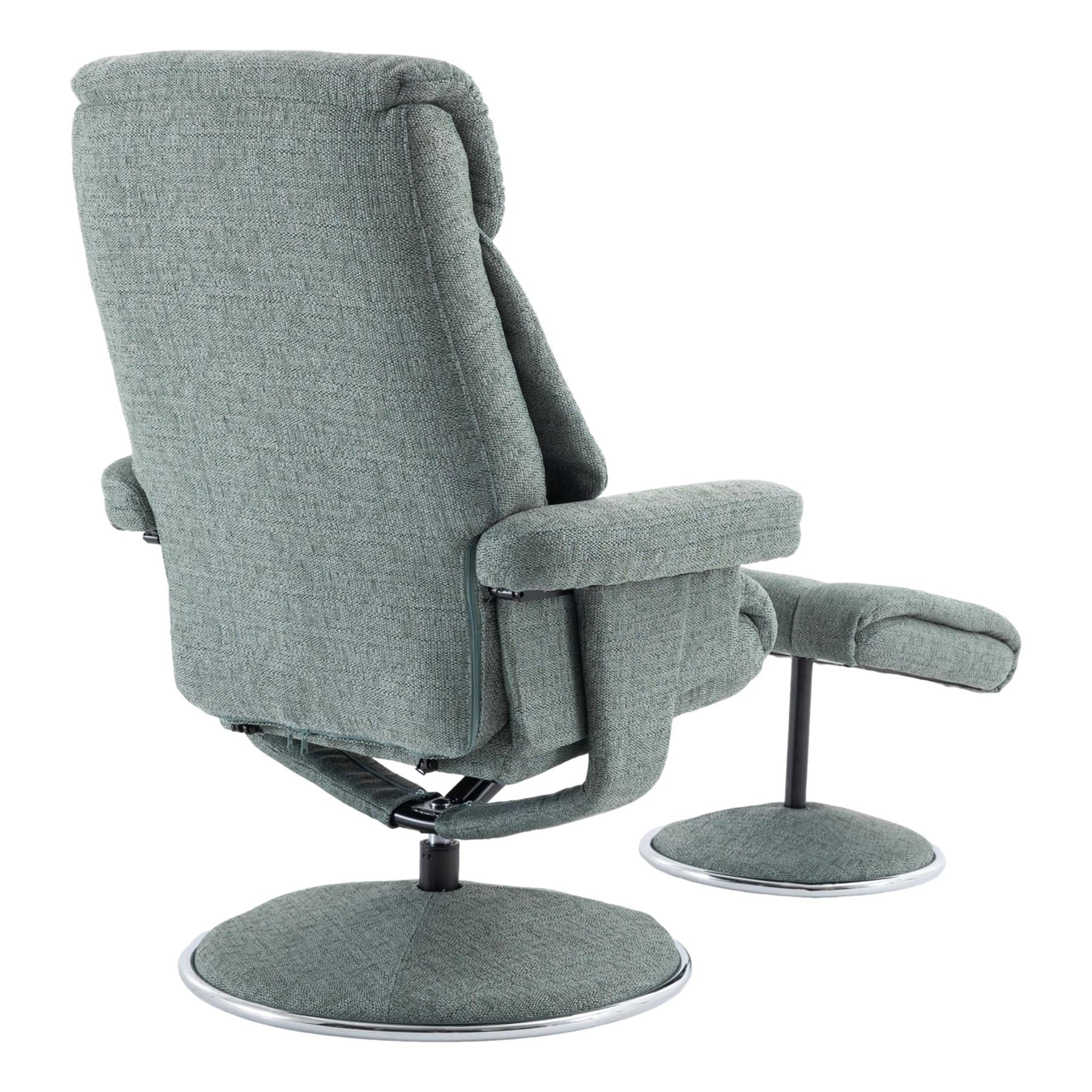 The Biarritz - Swivel Recliner Chair & Matching Footstool in Lisbon Teal Fabric