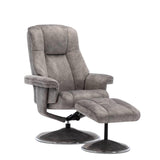 The Denver Swivel Recliner Chair & Footstool - Fabric - Elephant - Refurbished - thumbnail 1