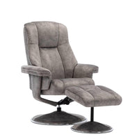 The Denver Swivel Recliner Chair & Footstool - Fabric - Elephant - Refurbished
