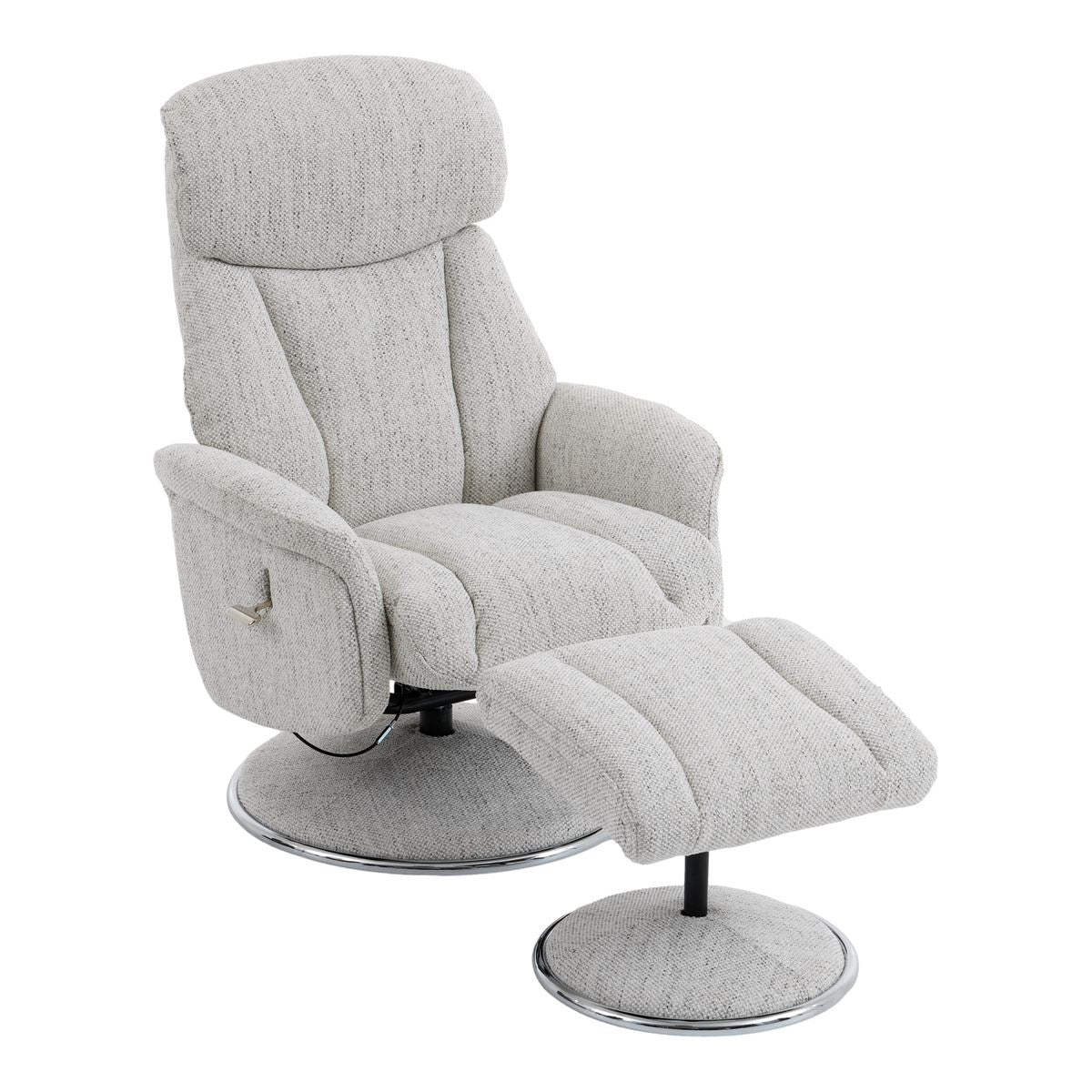 Sahara Swivel Recliner and Footstool in Dove Fabric - primary product image