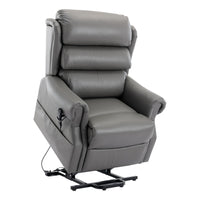 The Carlton Genuine Leather Riser Recliner in Grey - Dual Motor Mobility Chair - Refurbished