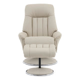 The Lyon - Genuine Leather Swivel Recliner Chair & Footstool in Mushroom - thumbnail 4