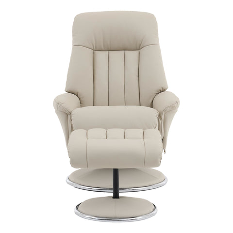 The Lyon - Genuine Leather Swivel Recliner Chair & Footstool in Mushroom - image 4