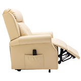 The Darwin - Dual Motor Riser Recliner Mobility Arm Chair in Cream Genuine Leather - Minor Damage - thumbnail 3