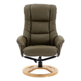 The Mandalay Swivel Recliner Chair & Footstool in Olive Green Genuine Leather - Refurbished - thumbnail 6
