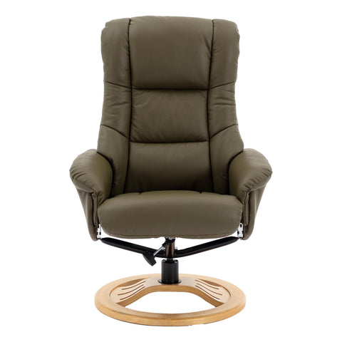 The Mandalay Swivel Recliner Chair & Footstool in Olive Green Genuine Leather - Refurbished - image 6
