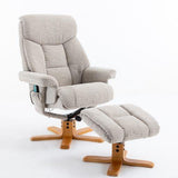 Exmouth Fabric Swivel Recliner Massage Chair & Footstool in Sand - Refurbished Clearance - thumbnail 1