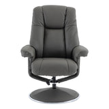 The Denver - Swivel Recliner Chair & Matching Footstool in Cinder Grey Genuine Leather Match