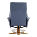 The Hawaii - Swivel Recliner Chair & Matching Footstool in Petrol Blue Leather - Refurbished - thumbnail 9