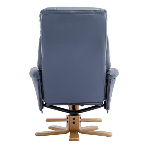The Hawaii - Swivel Recliner Chair & Matching Footstool in Petrol Blue Leather - Refurbished - image 9