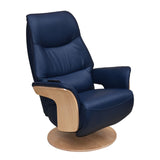 Utah Electric Swivel Recliner with Integrated Footrest in Navy Full Leather - thumbnail 1