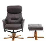 The Eden Swivel Recliner Chair & Matching Footstool in Russet Brown Leather - thumbnail 2