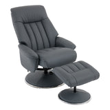 The Lyon - Genuine Leather Swivel Recliner Chair & Footstool in Petrol Blue - thumbnail 5