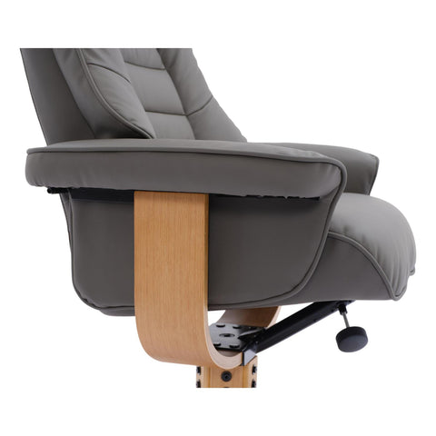 The Sardinia - Swivel Recliner Chair & Footstool in Cinder Genuine Leather - Refurbished - image 6