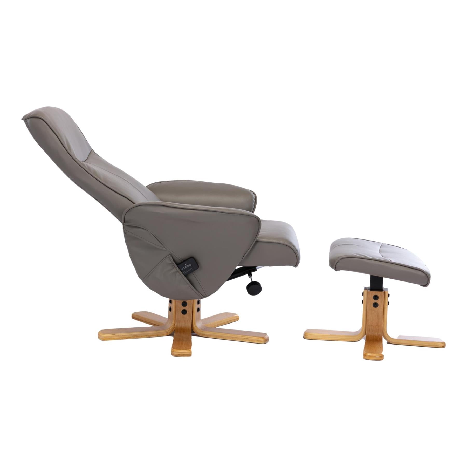 The Alexandria Swivel Recliner Chair with Heat & Massage - Grey Faux Leather - Refurbished