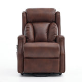 Banff Quad Motor Riser Recliner Lift Chair in Umber Genuine Leather - thumbnail 1
