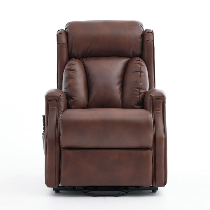 Banff Quad Motor Riser Recliner Lift Chair in Umber Genuine Leather - image 1
