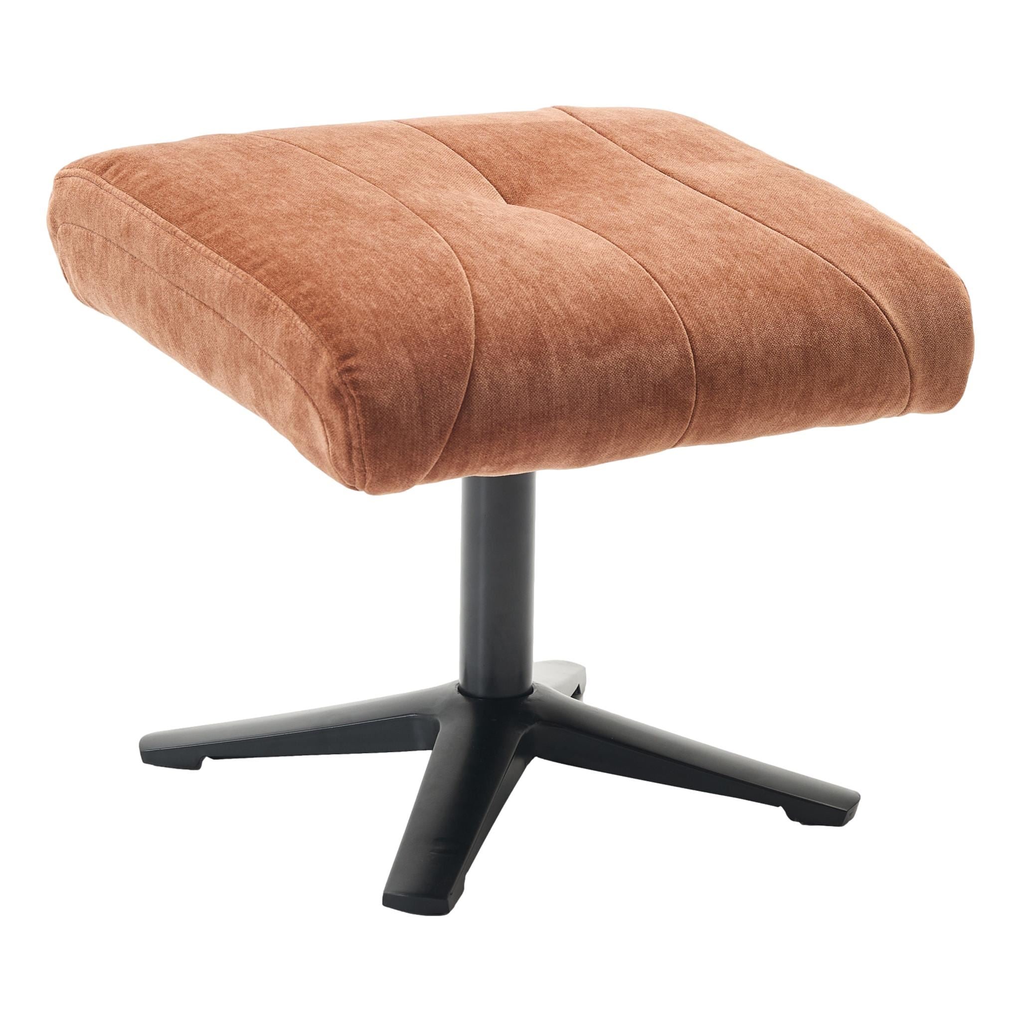 The Lucia Swivel Recliner Chair & Footstool in Caramel Brown Fabric