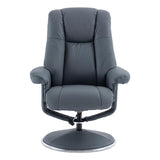 The Denver - Swivel Recliner Chair & Footstool in Petrol Blue Genuine Leather - Refurbished - thumbnail 4