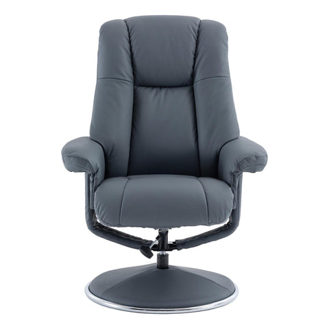 The Denver - Swivel Recliner Chair & Footstool in Petrol Blue Genuine Leather - Refurbished - image 4