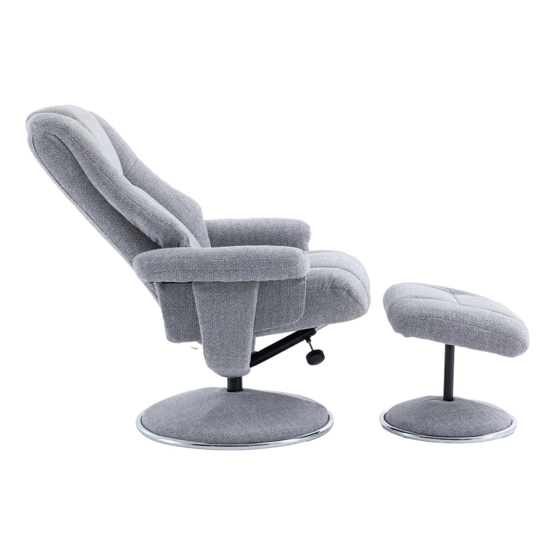 The Denver - Swivel Recliner Chair & Matching Footstool in Cha Cha Dove Fabric