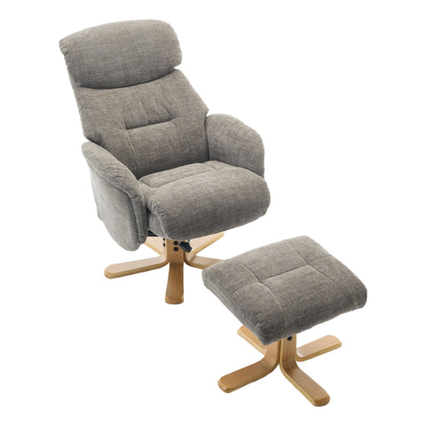 The Eden Swivel Recliner Chair & Matching Footstool  in Thunder Grey Fabric - image 4